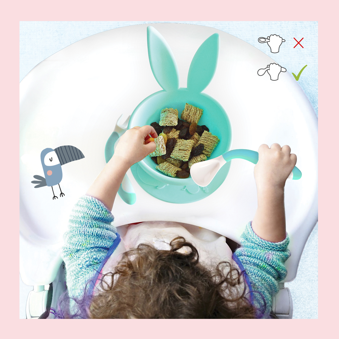 Set Pappa per neonati Brunoko con piatto a ventosa per bambini + cucchiaino  svezzamento + bavaglini impermeabili 3 in 1- Set pappa neonato antiscivolo