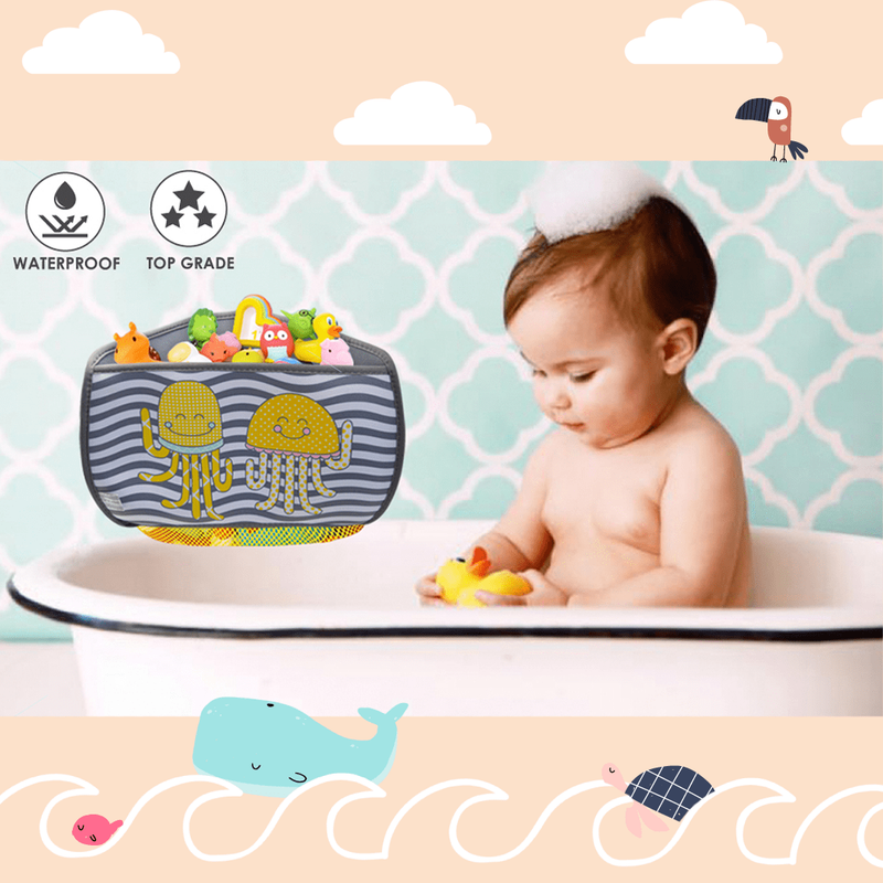 TB&W Boîte de rangement organisateur de jouets de bain, boîte de rangement  suspendue pour jouets de baignoire de bébé, salle de bain pour tout-petits  (bleu) 